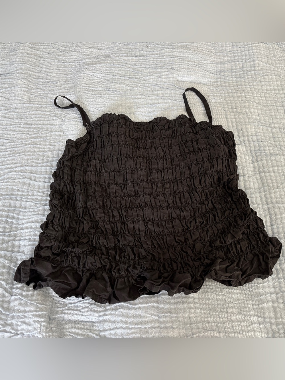 YFB Young Fabulous & Broke Black Smocked Camisole Ruffle Top Size Large